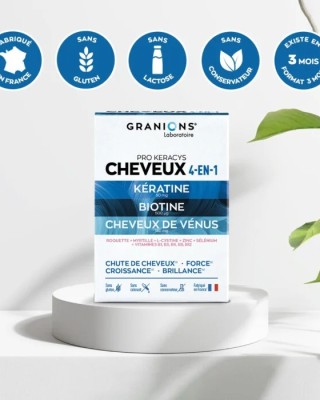 GRANIONS Pro Keracys CHEVEUX 4-EN-1maisto papildas plaukams, 90 tablečių