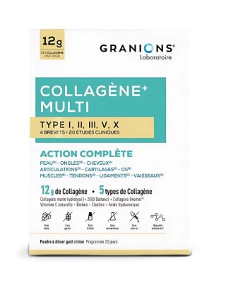 GRANIONS Collagène+ Multi type I, II, III, V, X - Comprimés Kolageno kompleksas (I, II, III, V, X tipai), 260 g