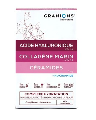 GRANIONS COMPLEXE HYDRATION Kompleksas giluminiam odos drėkinimui, 60 tablečių.
